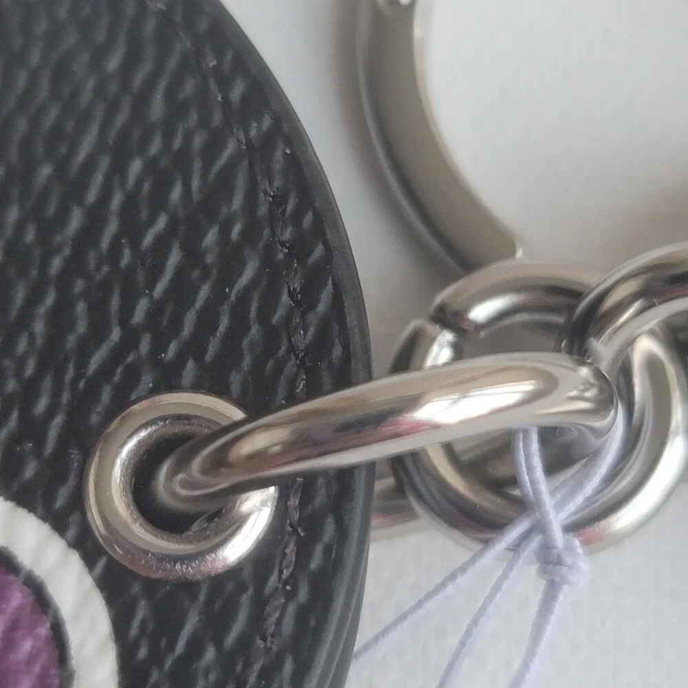 Coach Heart Bolt Print Black Coated Canvas CW475 Mirror Bag Charm Key Chain